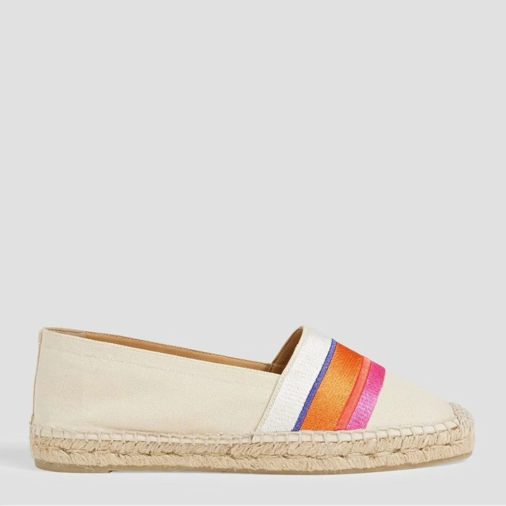 NWOT Diane von Furstenberg X Castaner Klea striped embroidered canvas espadrille